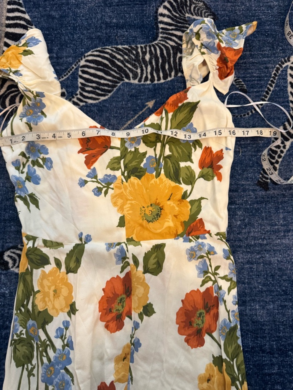 Reformation White Floral Midi Dress with Yellow, Red & Blue Blooms - Picture 8 of 12
